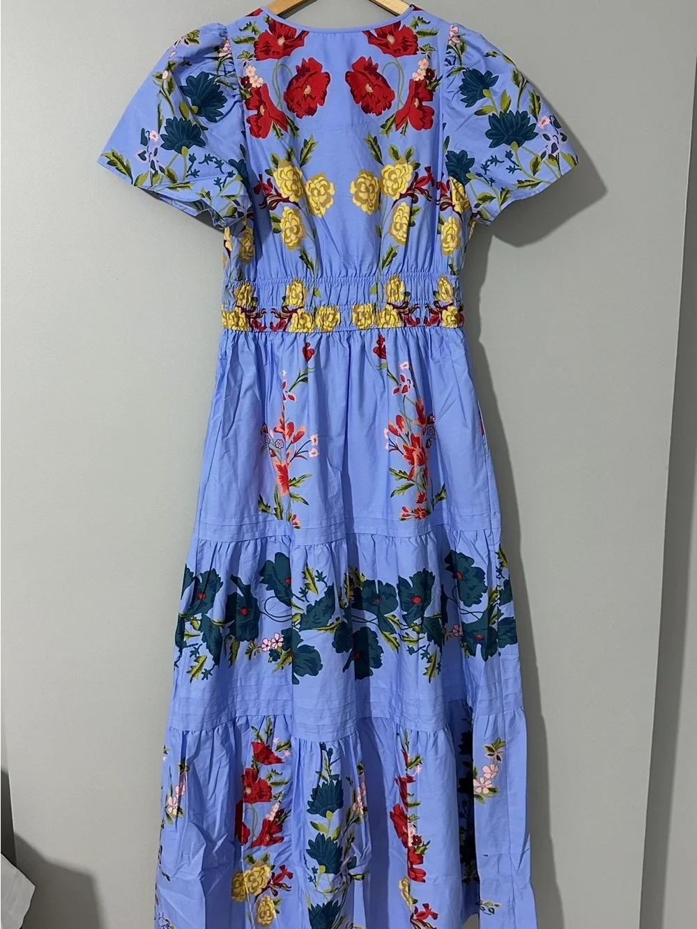 Anthropologie summerset Blue Floral Tiered Midi Dress - Picture 9 of 9